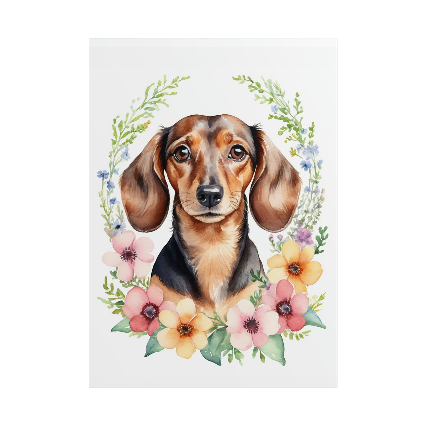 Dachshund with Wildflowers