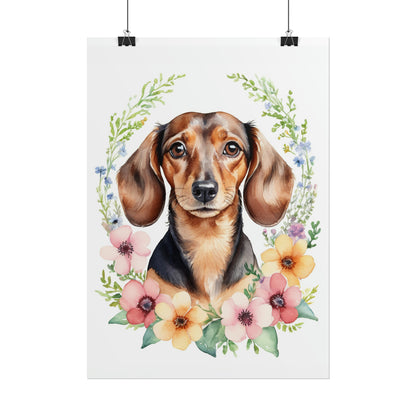 Dachshund with Wildflowers