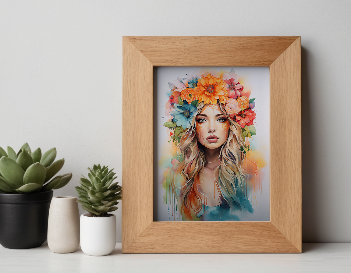 Blonde Woman with Flower Crown