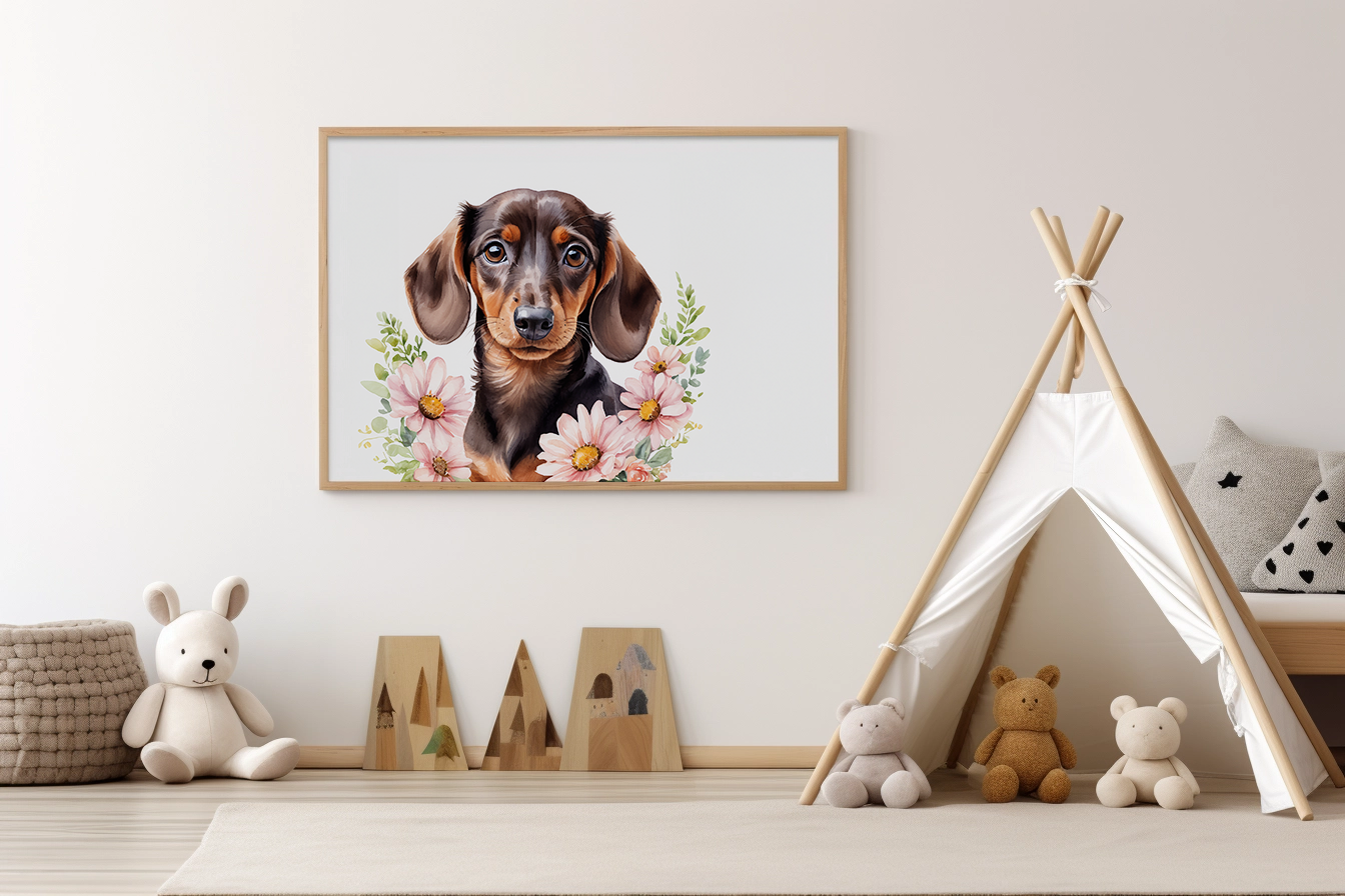 Dachshund with Daisies